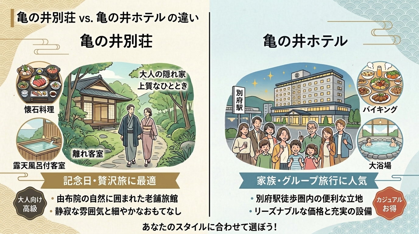 亀の井別荘 亀の井 ホテルの違い