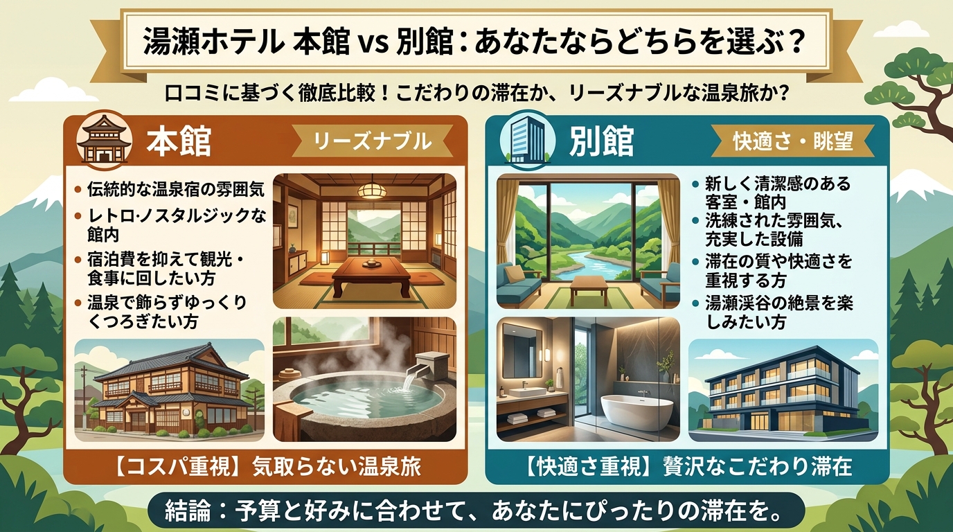 湯瀬ホテル 本館と別館はどっちがいい