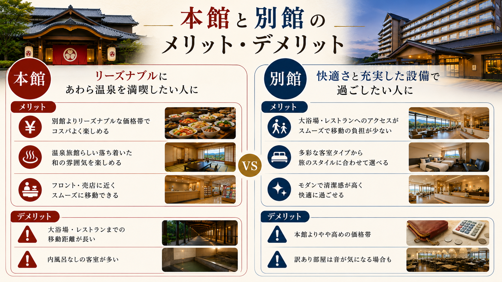 大江戸温泉物語 あわら 本館と別館のメリット・デメリット