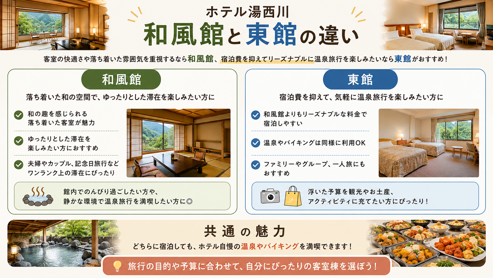 ホテル湯西川和風館東館違い